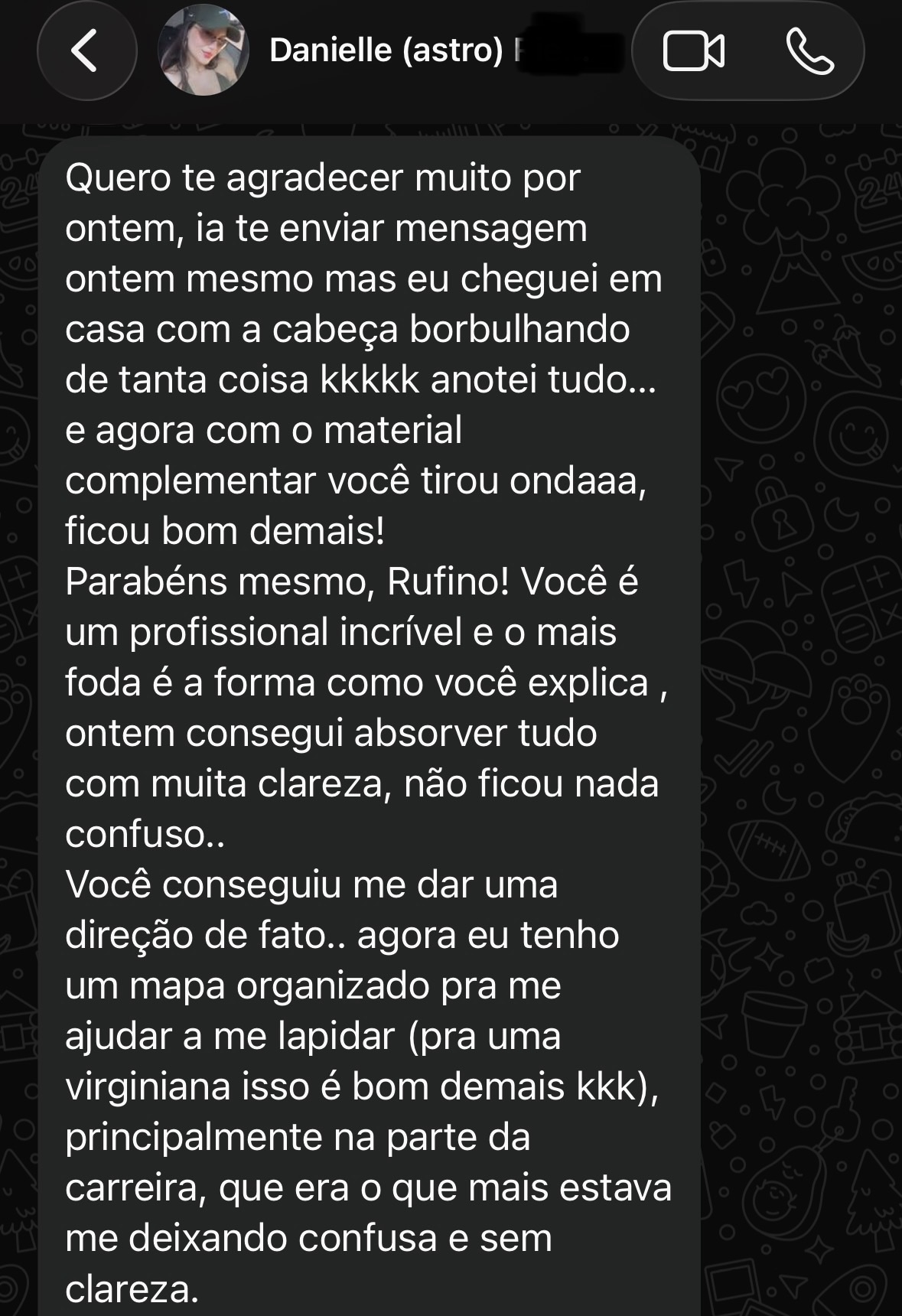 Captura do depoimento de Danielle